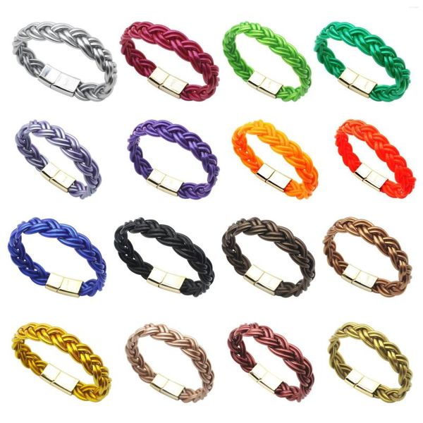 Bangle Glitter Cheio Jelly Plástico Silicone Weave Pulseiras Para Mulheres Na Moda Handmade Trançado Pulseira Budista Jóias 2023