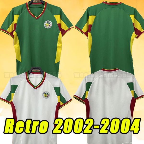 Top 2002 Senegal Retro Jerseys Diouf Bouba Diop Football Shirt Diao Classic Maillot De Foot 2003 2004 02 03 04 H.Camara Kh.Fadiga