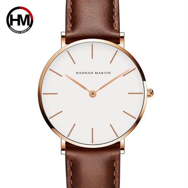 Relogio feminino Hannah Martin Luxus Marke Frauen Uhren Leder Band Rose Gold Wasserdichte Damen Quarz Wristatch Fit DW Stil C2544