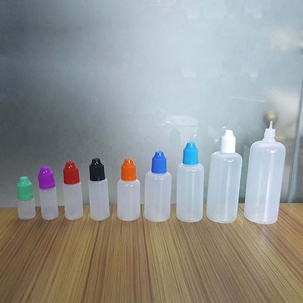 PE-Weichplastikflaschen Dampf für 5 ml 10 ml 15 ml 20 ml 30 ml 50 ml 60 ml 100 ml 120 ml Nadeltropfer für flüssige Säfte Ätherisches Öl Augentropfen Kosmetische Aufbewahrungsverpackung DHL