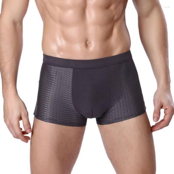 Unterhosen Männer Höschen Sommer Atmungsaktive Schnell Trockene Weiche Unterwäsche Seide Dünne Sexy Boxer Für Männer L-4XL Ropa Interior Hombres