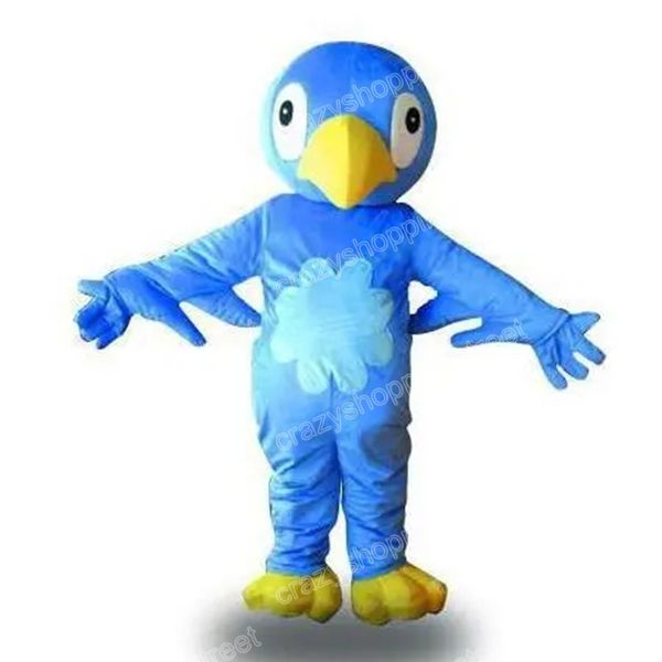 Costume da mascotte uccello blu di Halloween Abiti da personaggio dei cartoni animati di alta qualità Abiti da carnevale di Natale Abiti da festa per adulti per feste di compleanno