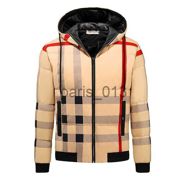 Parka da uomo Piumino da uomo in cotone piumino tuta invernale tuta scozzese beige marca resistente alle intemperie colletto rialzato trench da uomo e da donna con moda casual europea spessa w