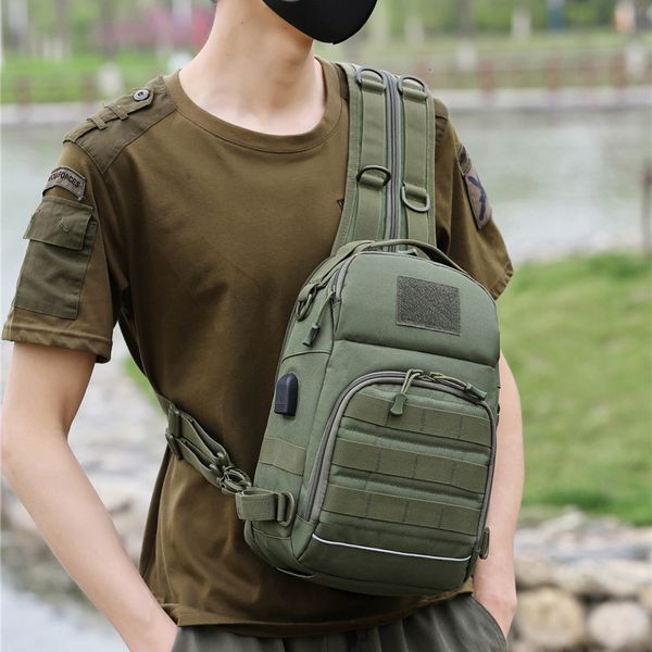 Sacos ao ar livre Saco de ombro tático militar ao ar livre Exército Airsoft Molle Mochila Pesca Caça Camping Caminhadas Nylon Chest Sling Bag Packs 230921