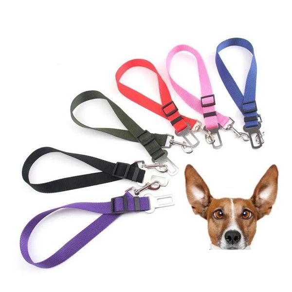 Halsbanden Riemen 12 Kleuren Kat Autostoeltje Harnas Verstelbare Pet Puppy Pup Hound Voertuig Veiligheidsgordel Lead Leash Voor honden Dro Dh4De