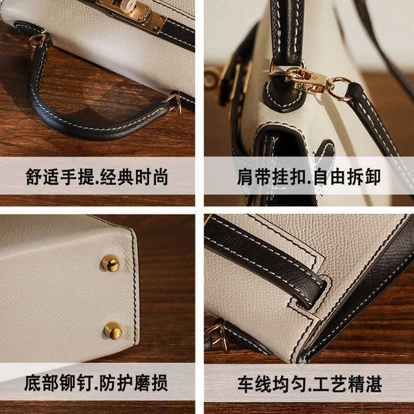 A Kaily Sac de luxe tête fixe peau de vache haute couche deuxième génération Mini cuir véritable bandoulière pour femme portable petit Panda couleur YAJN