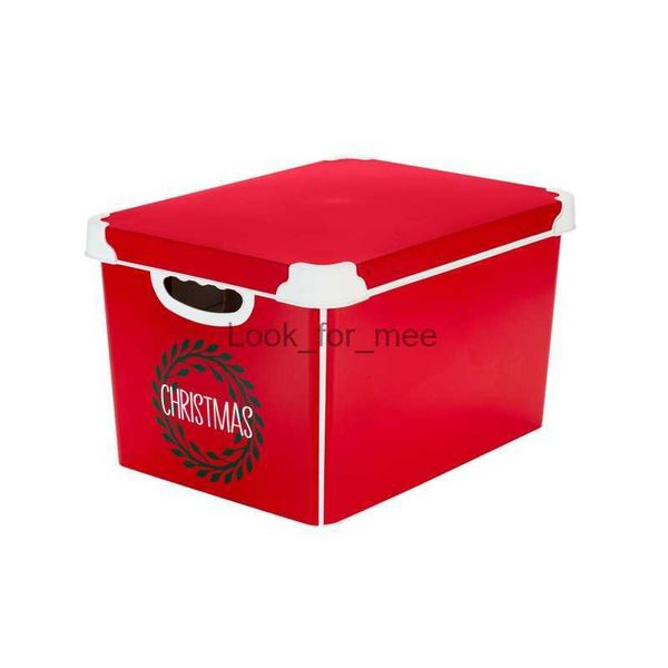 Decorações de Natal Galão Guirlanda de Natal Design Caixa de armazenamento de plástico contém 60 enfeites vermelho HKD230921