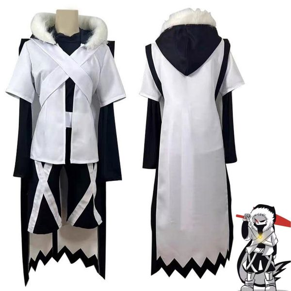 Anime oyunu dipliye xtale cross sans cosplay kostüm beyaz pelerin pelerinle savaşıyor üniforma yetişkin erkek kadın cadılar bayramı parti takım elbise