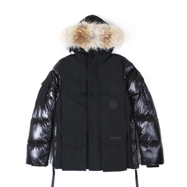 Herren Daunenparkas Kanadische Designer-Pufferjacke Winter Herren Gänsedaunenjacken Homme Outdoor Jassen Oberbekleidung Echtes Coyote-Fell mit Kapuze Fourrure-Jackenmantel Hiver Par