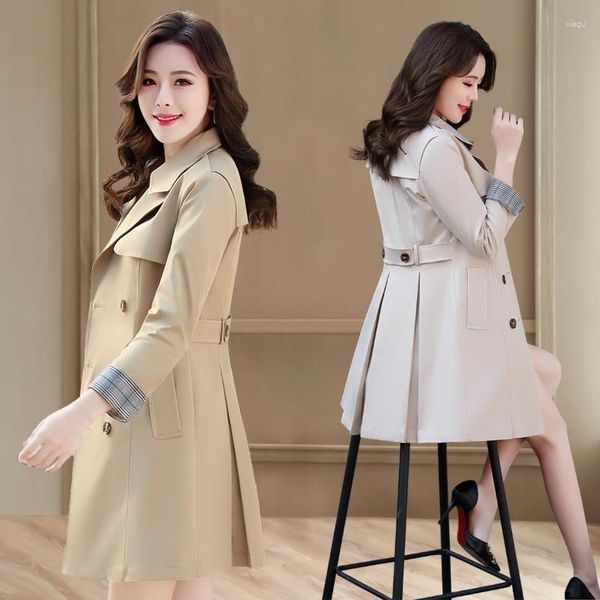 Damen Trenchcoats 2023 Herbst Winter Polokragen Slim Fit Britische Mode Elegantes Temperament Koreanische Ausgabe Windjacke Mantel