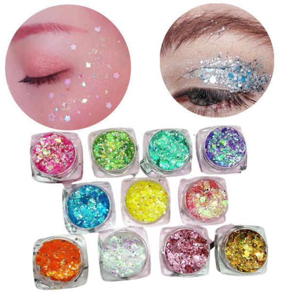 Corpo Glitter Glitter Sombra Gel Maquiagem Nail Art Sereia Lantejoulas Shimmer Diamante Olho Brilhante Pele Highlighter Rosto Corpo Glitter 230921