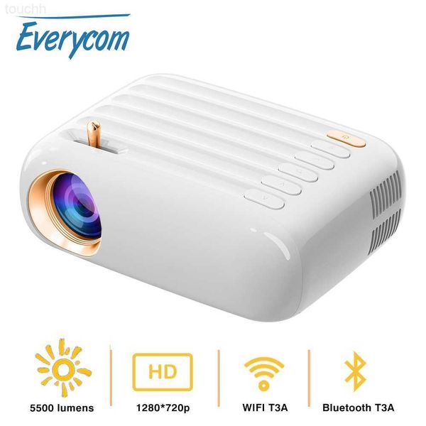 Proiettori Everycom T3 Supporto Schermo per proiettore con fascio 1080P Mini proiettori portatili a LED da 5500 lumen per cinema domestico Regalo per bambini L230923