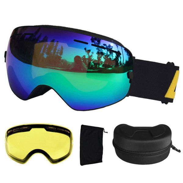 Лыжные очки LOCLE для мужчин и женщин, противотуманные сферические очки UV400, очки для сноуборда и мотокросса с осветляющими линзами 230921