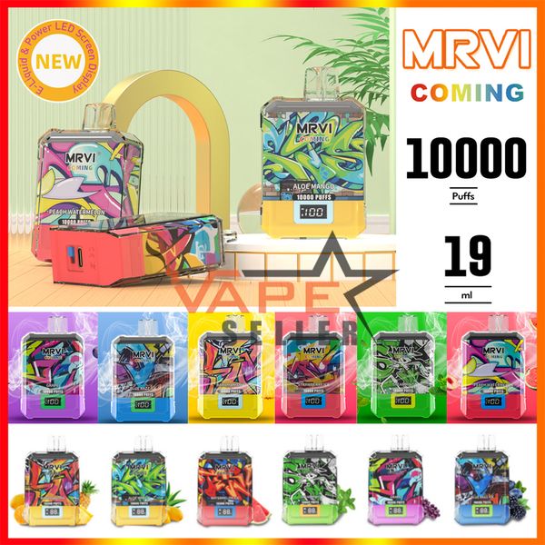 Оригинальная сигарета MRVI 10K Puff 12000 Puffs Bar Одноразовая электронная сигарета Vape с локальным складом со смарт-экранным дисплеем Аккумулятор 650 мАч Bang King Vape desechable