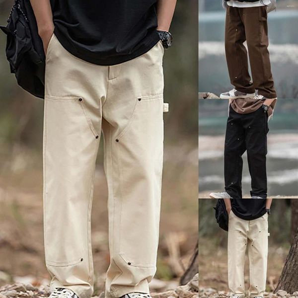 Pantaloni da uomo Entrambi i lavoratori al ginocchio che registrano pantaloni casual retrò giapponesi di marca lunghi e dritti primaverili