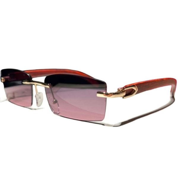 Новинка 2023 года, роскошные безрамочные солнцезащитные очки 9199 для мужских дизайнеров. Солнцезащитные очки с деревянными линзами и козырьками для женских модных показов Face Small UV400 С подарочной коробкой