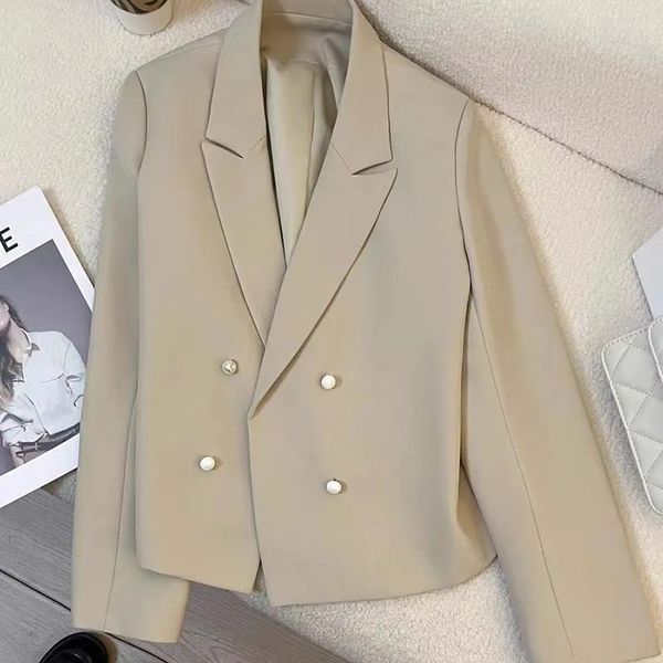 Abiti da donna Blazer doppiopetto autunno Donna Tutti abbinati Giacca semplice corta Donna Moda coreana Blazer corto a maniche lunghe Donna