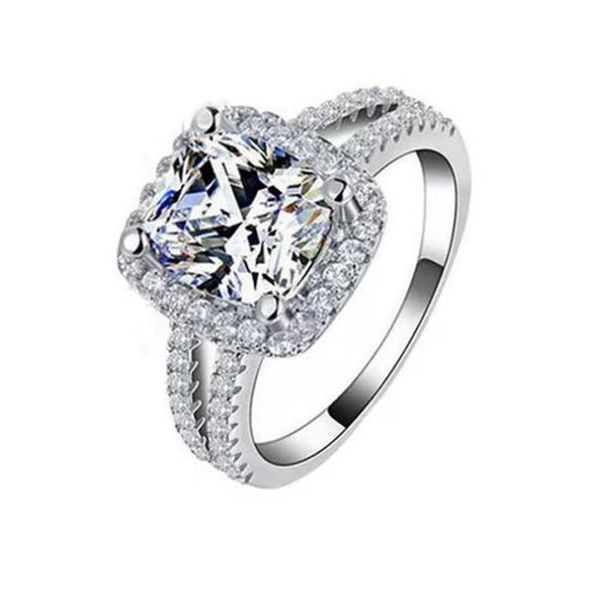 Anéis de casamento de prata esterlina 925 para mulheres com 8mm branco rosa cz diamante anel de noivado joias223m