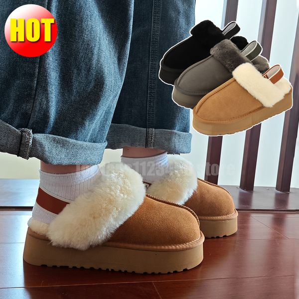 Australia Tasman piattaforma Tazz pantofole scarpe firmate da donna mini stivali da neve ugge inverno caviglia morbida e confortevole pelle di pecora tenere al caldo casa pantofole di peluche all'aperto