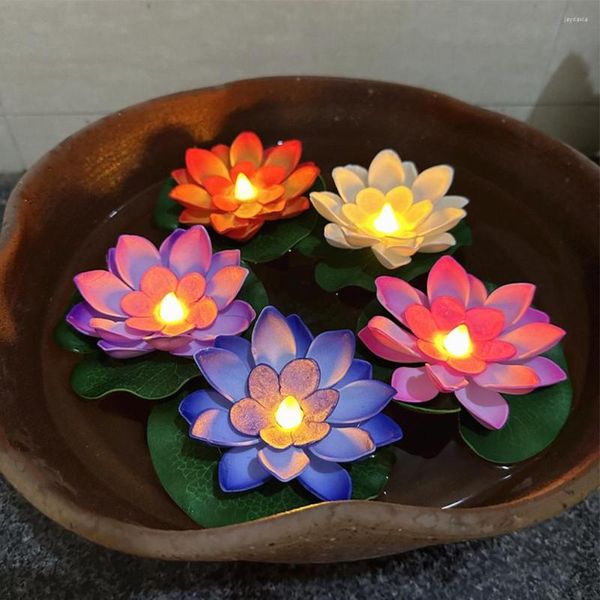 Dekorative Blumen, 6 Stück, künstliches Licht, LED, bunt, Lotus, wasserdicht, gefälschte Teichblätter, Lilien, Wasserlaternen, Festival-Dekoration