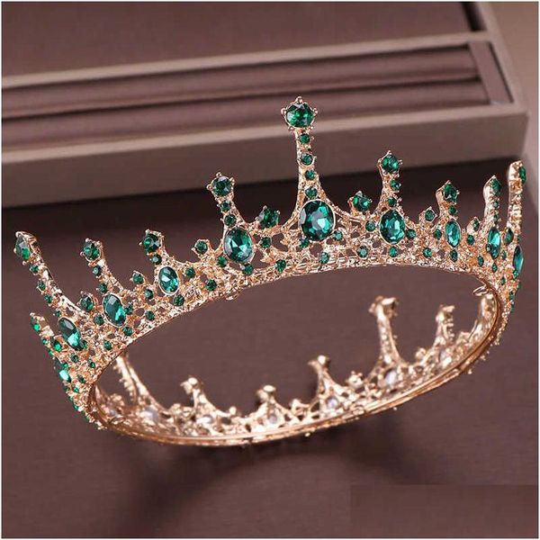 Gioielli per capelli Diadema da sposa in cristallo verde e corona Fl Cerchio Noiva Sposa Diadema Accessori per copricapo Vl 210616 Consegna a goccia Hairjewe Dhmh1