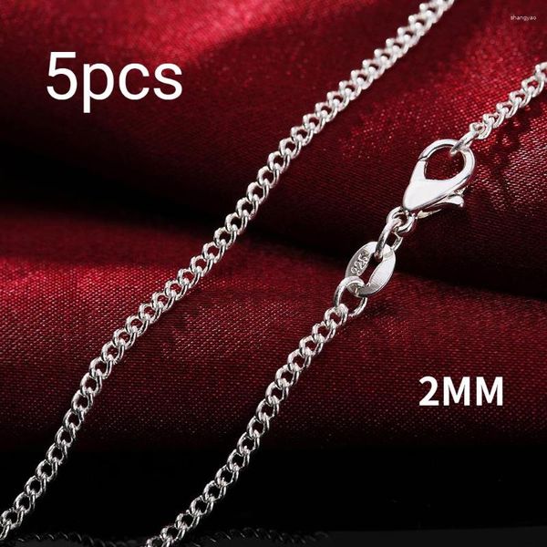 Catene Nareyo 5 pezzi Collana in argento sterling 925 2MM Catena laterale fai da te con clavicola 16''18''20''22''24 all'ingrosso