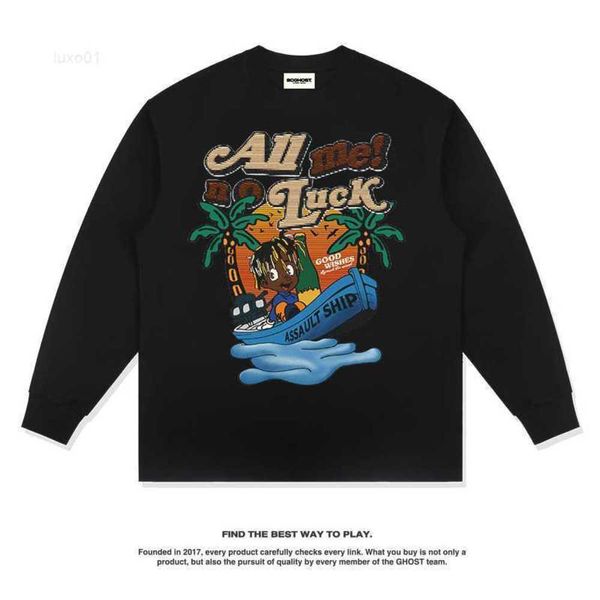 Novo design americano hip hop rua pintado à mão preto crianças impressão manga longa camiseta em torno do pescoço1gso