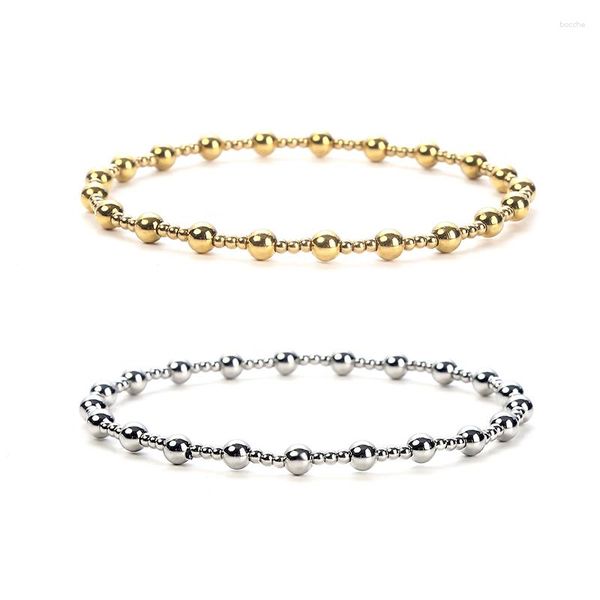 Bracciale Accessori fai-da-te Metallo Acciaio inossidabile Impermeabile Non sbiadisce Gioielli Ragazza Festa Durevole Solido Perline tonde Bracciale elasticizzato