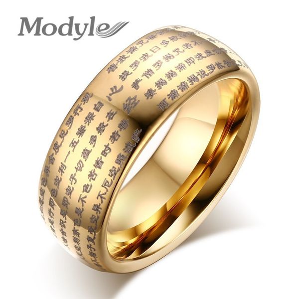 Anéis de casamento Modyle Gold-Color Budista Dome Anel para Mens Mulher 8mm Anel de Carboneto de Tungstênio 230922