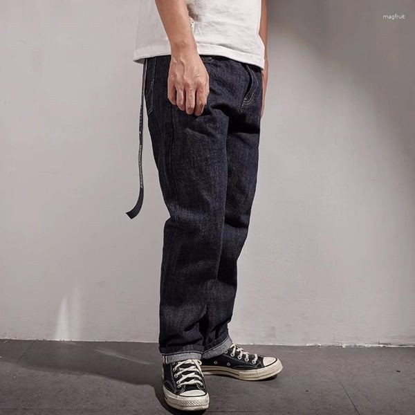 Herren-Jeans, Retro-Stil, für Herren, schwere Denim-Hose, übergroße Cargo-Jeans, schmal zulaufend, gerade, lockere Kleidung, Hose, Originalfarbe