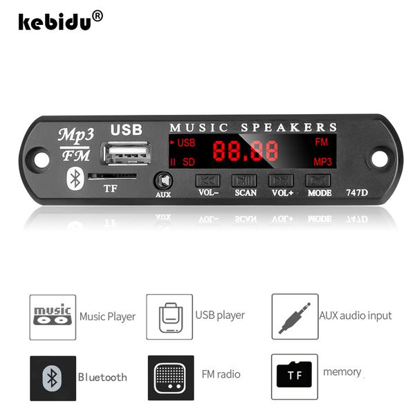 MP3 MP4 плееры Kebidu Беспроводная связь Bluetooth 9 В-12 В MP3 WAV декодер плата аудио модуль USB TF радио для автомобильных аксессуаров с пультом дистанционного управления 230922