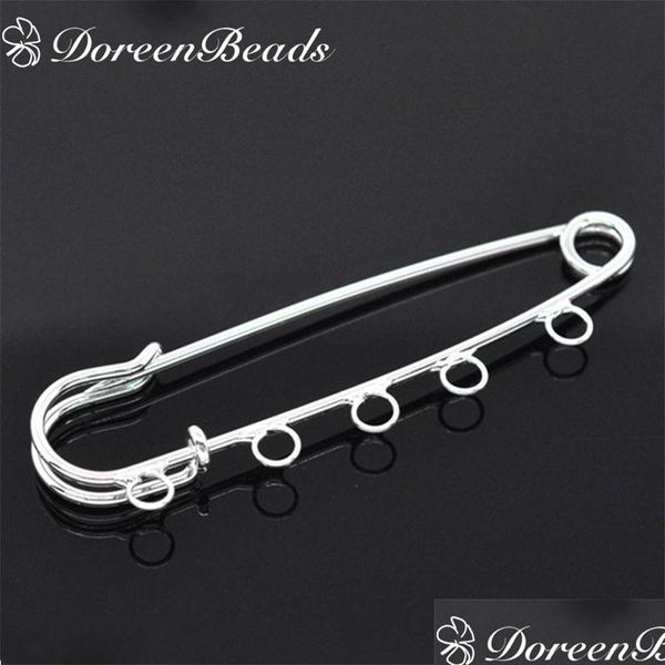 Pins Broschen Doreenbeads Zinklegierung Sicherheit Silber Farbe 5 Löcher Befestigung Nähen DIY Tuch Kleid Schmuck Erkenntnisse 7X2Cm20Pcs 220810 Dro Dhuwt