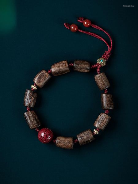 Strang untergetaucht Typ Vietnam Huian Agarwood Armband antike Zinnober weiße Jade Fidelity alte Materialien Fassperlen