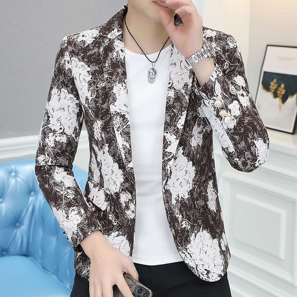 Abiti da uomo HOO 2023 Autunno Camouflage Stampato Blazer Gioventù Slim Fit Bello Casual