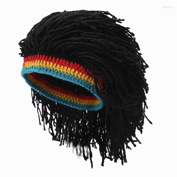 Beanie / Skull Caps Bola Caps Whimsy Hip-Hop Cap Perucas Chapéus de Lã Homens e Mulheres da Europa os Estados Unidos Quente Malha Personalidade Chapéu Maluco x0922