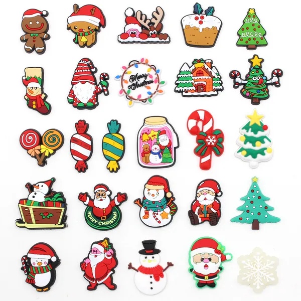 1 pz croces per bambini cartone animato albero di natale charms per scarpe divertente fai da te zoccolo scarpa aceessorie fit croces sandali decora fibbia capretto regali di natale