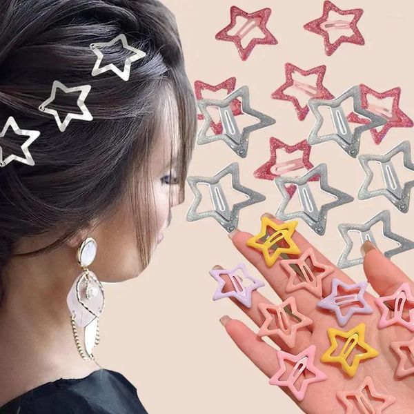 Accessori per capelli Y2K Clip stile punk 10 pezzi / set Stelle Frangia Impugnature per bambina Bella stella a cinque punte Copricapo Dicembre