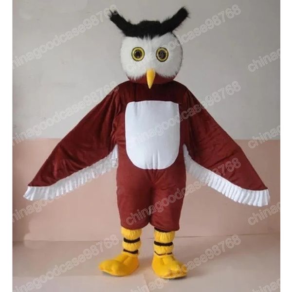 Costume da mascotte gufo marrone di alta qualità, vestito da festa operato da Halloween, personaggio dei cartoni animati, vestito da carnevale, unisex, per adulti