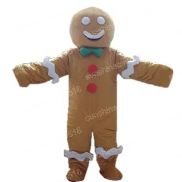 Costume della mascotte dell'uomo di pan di zenzero di Halloween Personaggio a tema dei cartoni animati di alta qualità Carnevale per adulti Taglia Natale Compleanno Festa Fancy Outfit