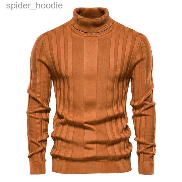 Suéter dos homens Homens Roupas 2023 Mens Turtleneck Sweater de malha Casual Slim Fit Básico Gola Alta Pulôver Masculino Elastic Business Sweater L230922