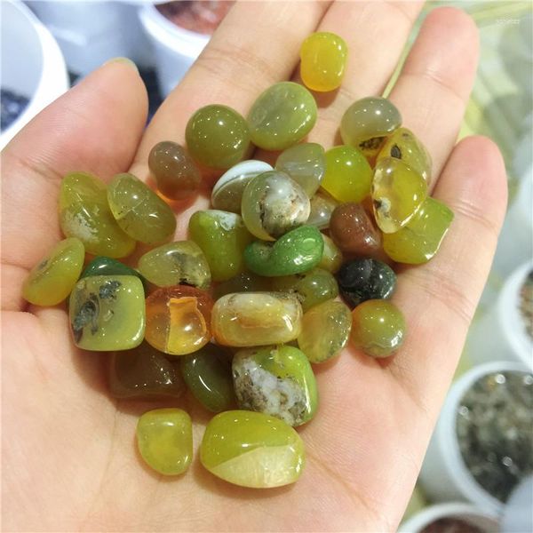 Estatuetas decorativas 100g Natural Amarelo Ágata Cristal Tombado Partículas de Pedra Gemstone Mineral Chip Point Beads Chakra Cura Decorações