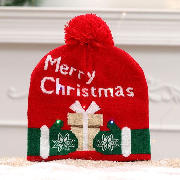 26 cores lideradas chapéus de natal inverno chapéu de crochê de crochê boné adulto crianças crianças de natal de natal gorros de malha