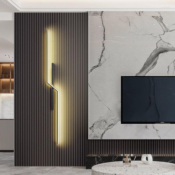 Lâmpada de parede criativo quarto cabeceira sala estar grade tv sofá simples fundo lustre moderno minimalista longo pingente