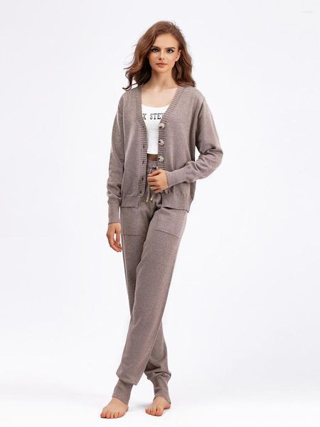 Pantaloni a due pezzi da donna Cardigan da donna e moda inverno autunno Festival outfit pantaloni maglione vestiti