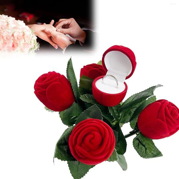 Bomboniera 1pc Romantico anello con rosa scatola fiore regalo di San Valentino per la fidanzata fidanzato souvenir ospiti di nozze per una ragazza