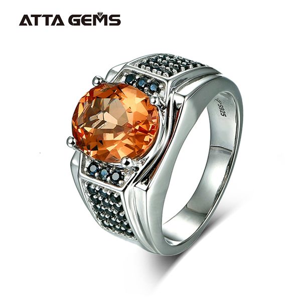 Anéis de casamento Diásporo Sólido Prata Homens Anel 7 quilates Criado Sultanite Black Sapphire Stone Band para Homens Presente Dia dos Pais 230922