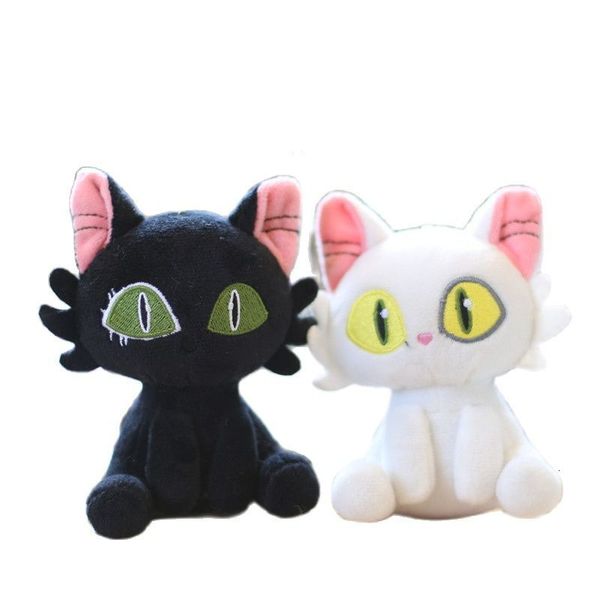 Chaveiros de pelúcia atacado 24 pçs / lote 10 cm Anime Suzume no Tojimari brinquedos de pelúcia bonito gato branco preto gato recheado pingentes chaveiro presentes de festa 230922