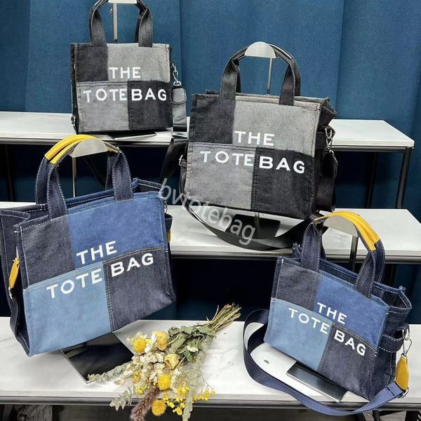 Borsa tote in denim Marc Borsa tote bag grande Borse a tracolla Borsa da donna di alta qualità Tela Pratica Borsa da donna con stampa di lettere a tracolla per autunno e inverno di grande capacità