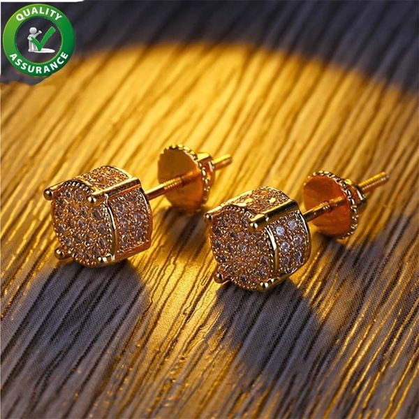 Brincos de ouro designer vara para homens mulheres zircônia cúbica jóias hip hop acessórios iced out stud earring2908