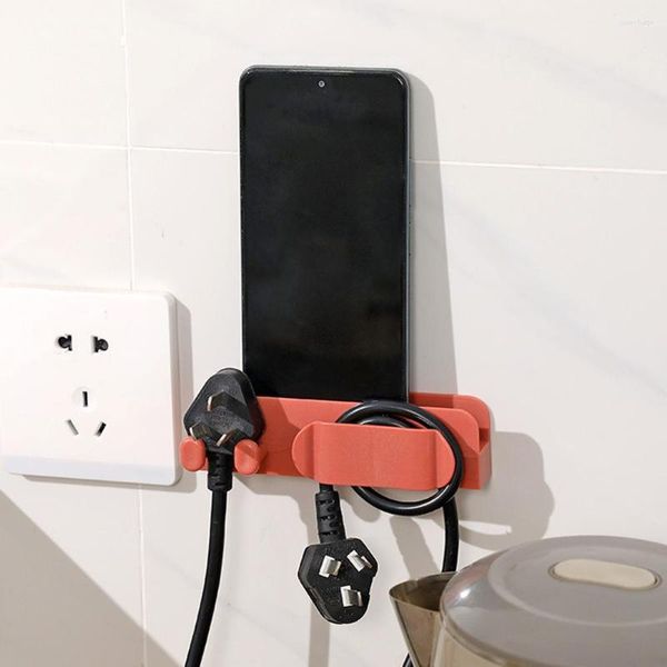Kancalar yumruksuz elektrikli fiş tutucu depolama rafı kablolu cep telefonu şarj standı ev duvar tel klips organizatör
